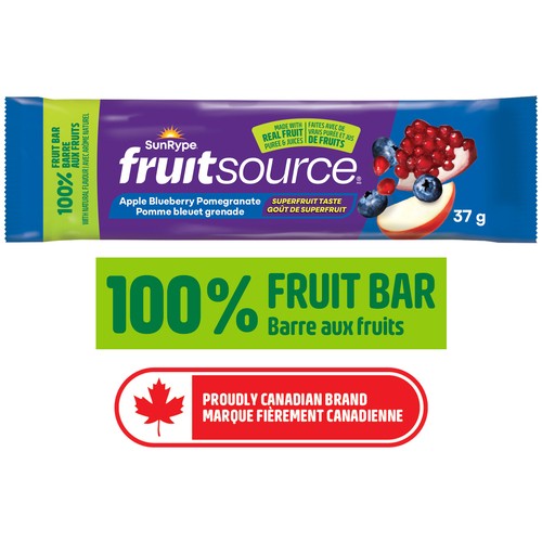 SunRype Fruitsource 100% Fruit Bar Apple Blueberry Pomegranate 37 g