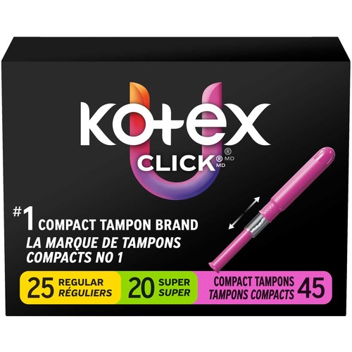 U by Kotex Click Compact Tampons Regular And Super Unscented 45 Count