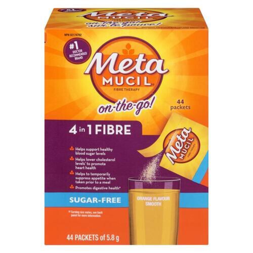 Metamucil Sugar-Free Fibre Supplement Smooth Texture Orange 44 Count