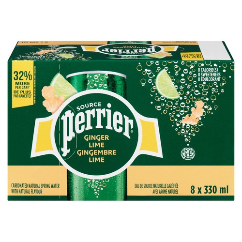Perrier Sparkling Water Ginger Lime 8 x 330 ml (cans)