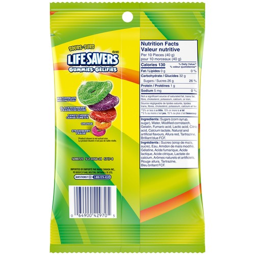 Life Savers Gummy Candy Sour Bag 180 g