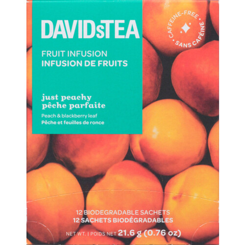 DAVIDsTEA Fruit Infusion Tea Just Peachy 12 Sachets 