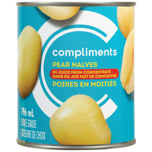 Compliments Canned Pear Halves In Juice 796 ml