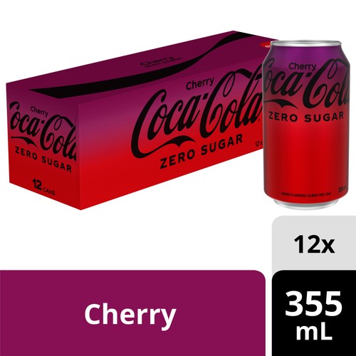 Coca-Cola Zero Sugar Soda Cherry Fridge Pack 12 x 355 ml (cans)