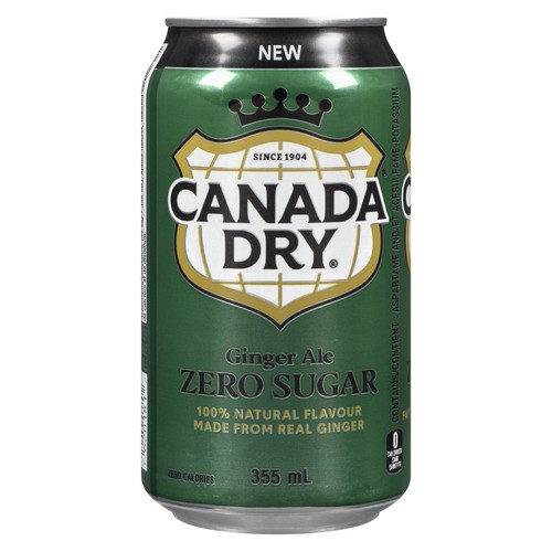 Canada Dry Zero Sugar Soft Drink Ginger Ale 24 x 355 ml (cans)
