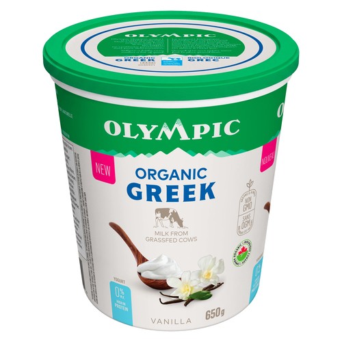 Olympic Organic 0% Yogurt Greek Vanilla 650 g