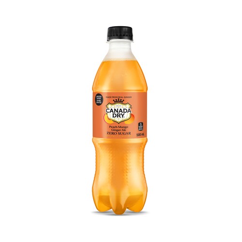 Canada Dry Zero Sugar Ginger Ale Peach Mango 500 ml (bottle)