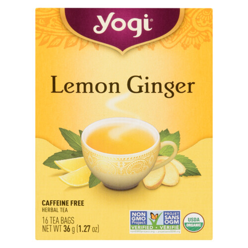 Yogi Herbal Tea Lemon Ginger 16 Tea Bags 