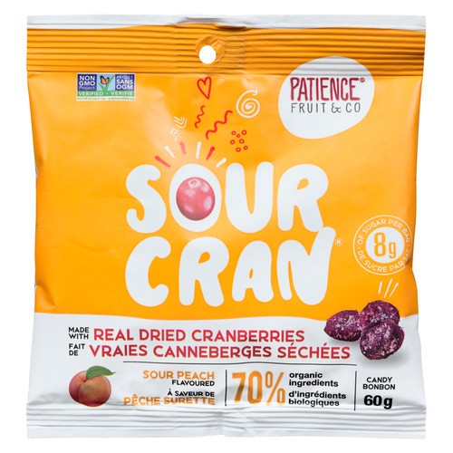 Patience Fruit & Co. 70% Organic Ingredients Candy Sour Cranberry Peach 60 g