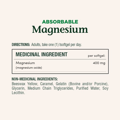 Nature's Bounty Magnesium Absorbable 400 mg Softgels 125 Count
