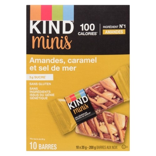 Kind Gluten-Free Minis Nut Bars Caramel Almond & Sea Salt 10 x 20 g