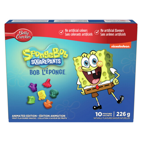 Betty Crocker Gluten-Free SpongeBob SquarePants Animated Edition Fruit Snacks 226 g