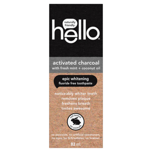 Hello Toothpaste Fluoride Free Activated Charcoal 82 ml