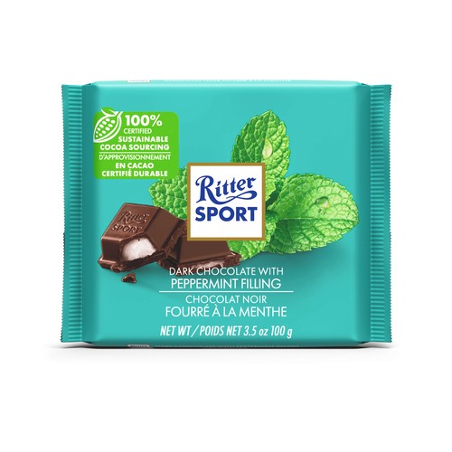Ritter Sport Dark Chocolate Bar With Peppermint Filling 100 g