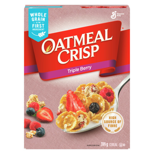 General Mills Oatmeal Crisp Cereal Triple Berry High Fibre and Whole Grains 399 g