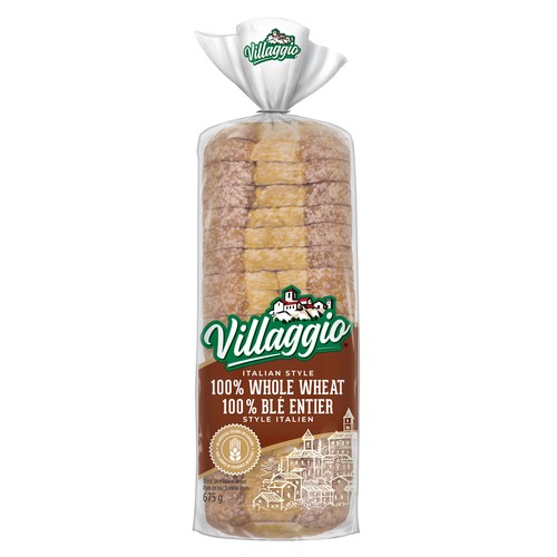 Villaggio Wheat Bread Italian Style 100% Whole Wheat 675 g