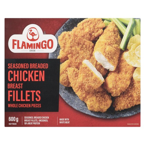 Flamingo Frozen Chicken Breast Fillets Whole Chicken Pieces Seasoned Breaded 600 g