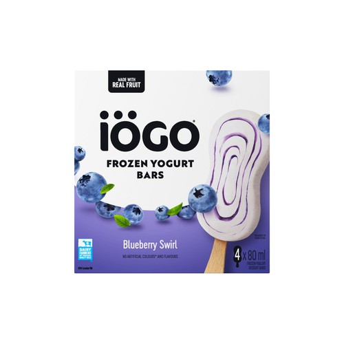 IÖGO  Frozen Yogurt Bars Blueberry Swirl Real Fruit 320 ml
