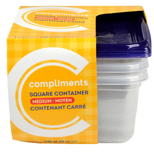 Compliments Square Medium Containers 3 Count