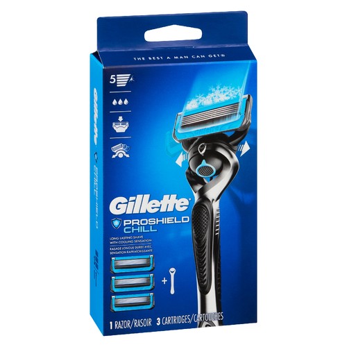 Gillette ProShield Chill Men's Razor Handle + 3 Blade Refills