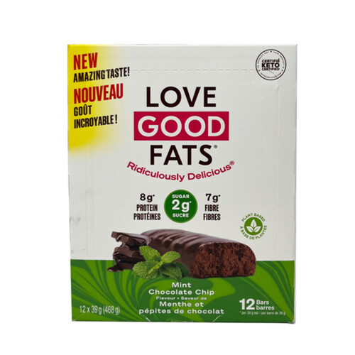 Love Good Fats Mint Chocolate Chip Bar 12 x 39 g