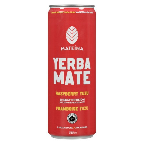 Mateina Organic Yerba Mate Sparkling Energy Drink Raspberry Yuzu 355 ml (can)