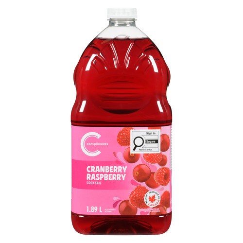 Compliments Cocktail Juice Raspberry Cranberry 1.89 L (bottle)