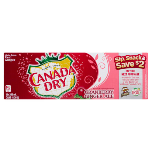 Canada Dry Soft Drink Ginger Ale Cranberry 12 x 355 ml (cans)