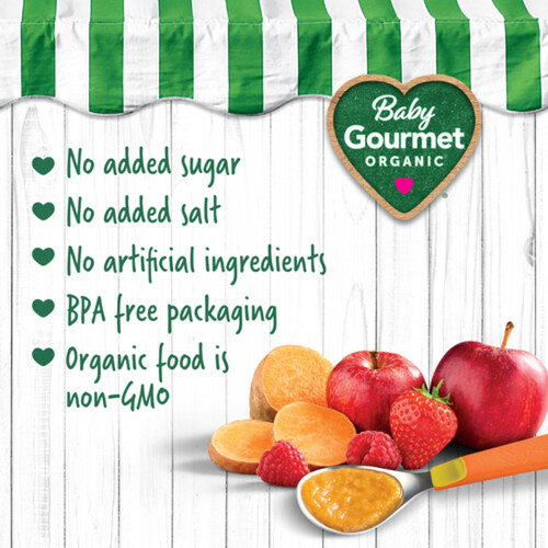 Baby Gourmet Organic Puree Apple Sweet Potato & Berries 128 ml
