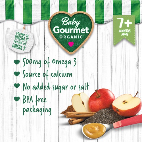 Baby Gourmet Organic Puree Baked Apple Cinnamon & Chia 128 ml