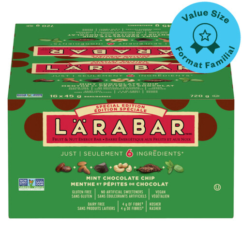 Larabar Gluten-Free Energy Bar Special Edition Mint Chocolate Chip Value Size 16 x 45 g