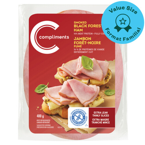 Compliments Smoked Ham Black Forest Extra Lean Thinly Sliced 400 g