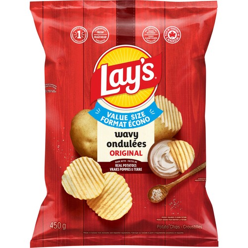 Lay's Wavy Potato Chips Original Value Size 450 g