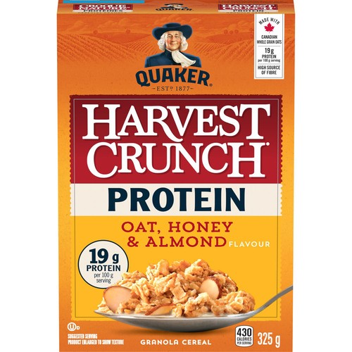 Quaker Harvest Crunch Protein Cereal Oat Honey & Almond 325 g