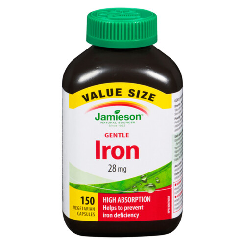 Jamieson Nutritional Supplements Gentle Iron Vegetarian Capsules 150 Count