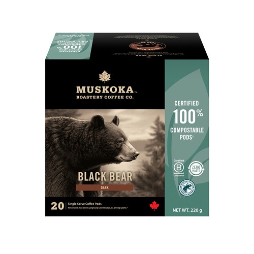 Muskoka Roastery Coffee Black Bear Dark Roast 20 K-Cups 220 g