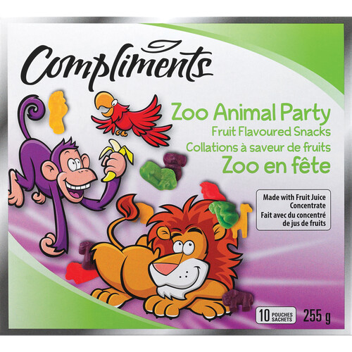 Compliments Zoo Animal Party Fruit Flavoured Snacks Fruit Juice Concentrate 255 g