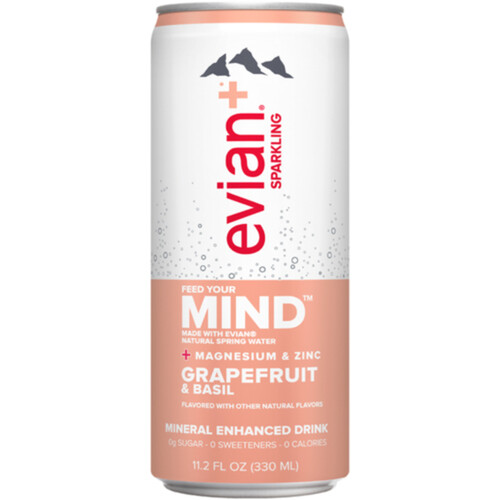 Evian Sparkling Water Grapefruit & Basil 6 x 330 ml (cans) Voilà