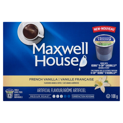 Maxwell House French Vanilla Coffee 100% Compostable 12 Pods 108 g
