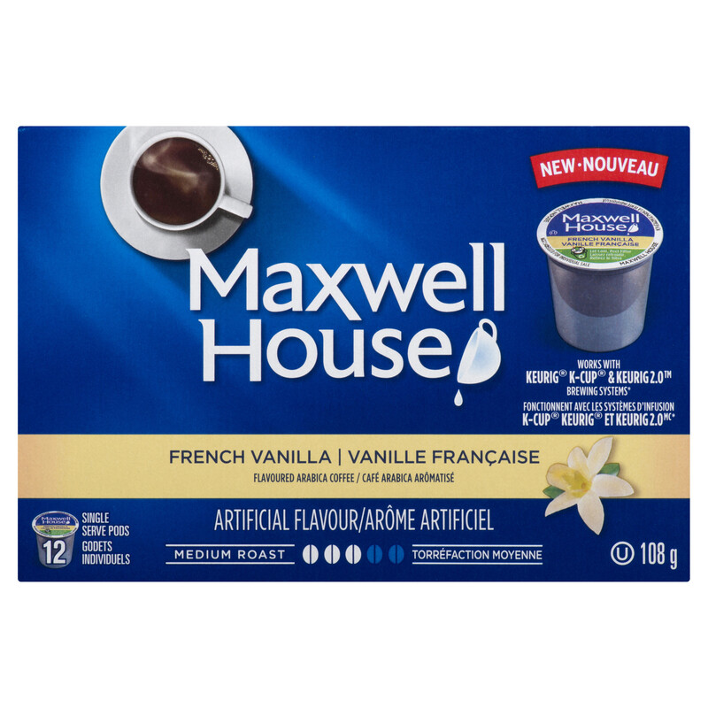 Maxwell House French Vanilla Coffee 100 Compostable 12 Pods 108 g