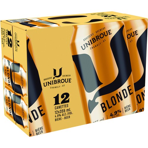 Unibroue U Blonde Beer 4.9% Alcohol 12 x 355 ml (cans)