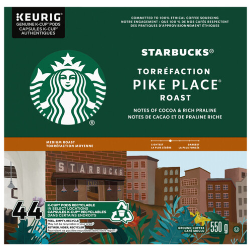 Starbucks Coffee Pods Pike Place Ground Coffee Medium Roast 44 K-Cups 550 g