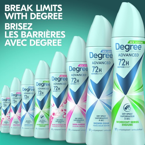 Degree Advanced Dry Spray Antiperspirant Workout Endure Deodorant 107 g