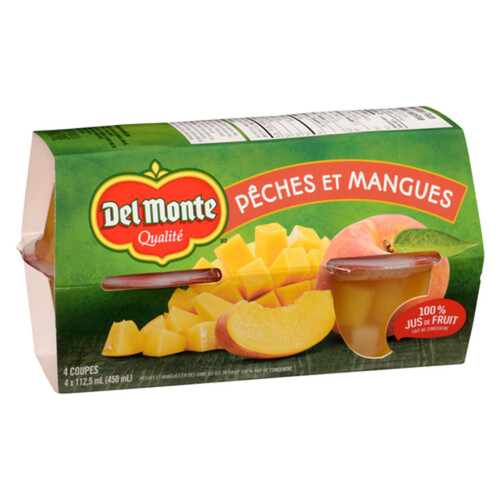 Del Monte Fruit Bowls In Fruit Juice Syrup Peach & Mango 4 x 112.5 ml