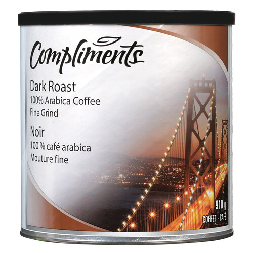 Compliments Ground Coffee Dark Roast Fine Grind 910 g