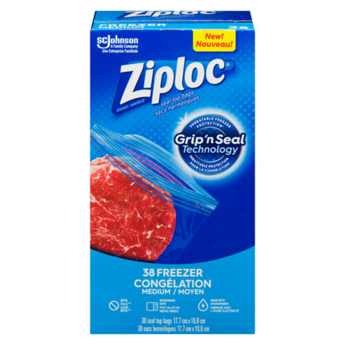 Ziploc Freezer Bags With New Grip'n Seal Technology Medium 38 Bags 