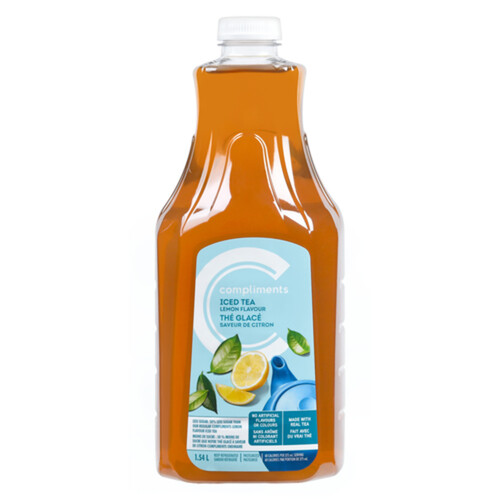 Compliments Flavour Low Sugar Refrigerated Juice Iced Tea Lemon 1.54 L (bottle)