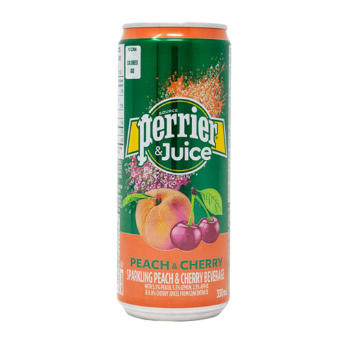 Perrier Sparkling Water Peach And Cherry 6 x 330 ml (cans)