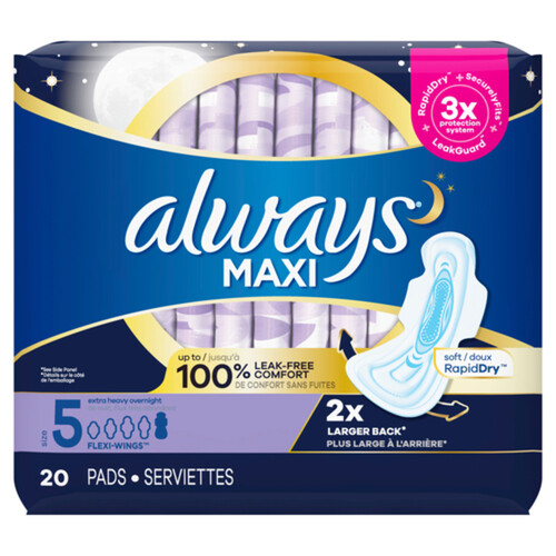 Always Maxi Pads Extra Heavy Flow With Wings Size 5 20 Count