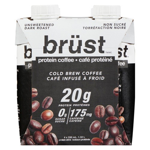 Brüst Protein Drink Unsweetened Dark Roast 4 x 330 ml